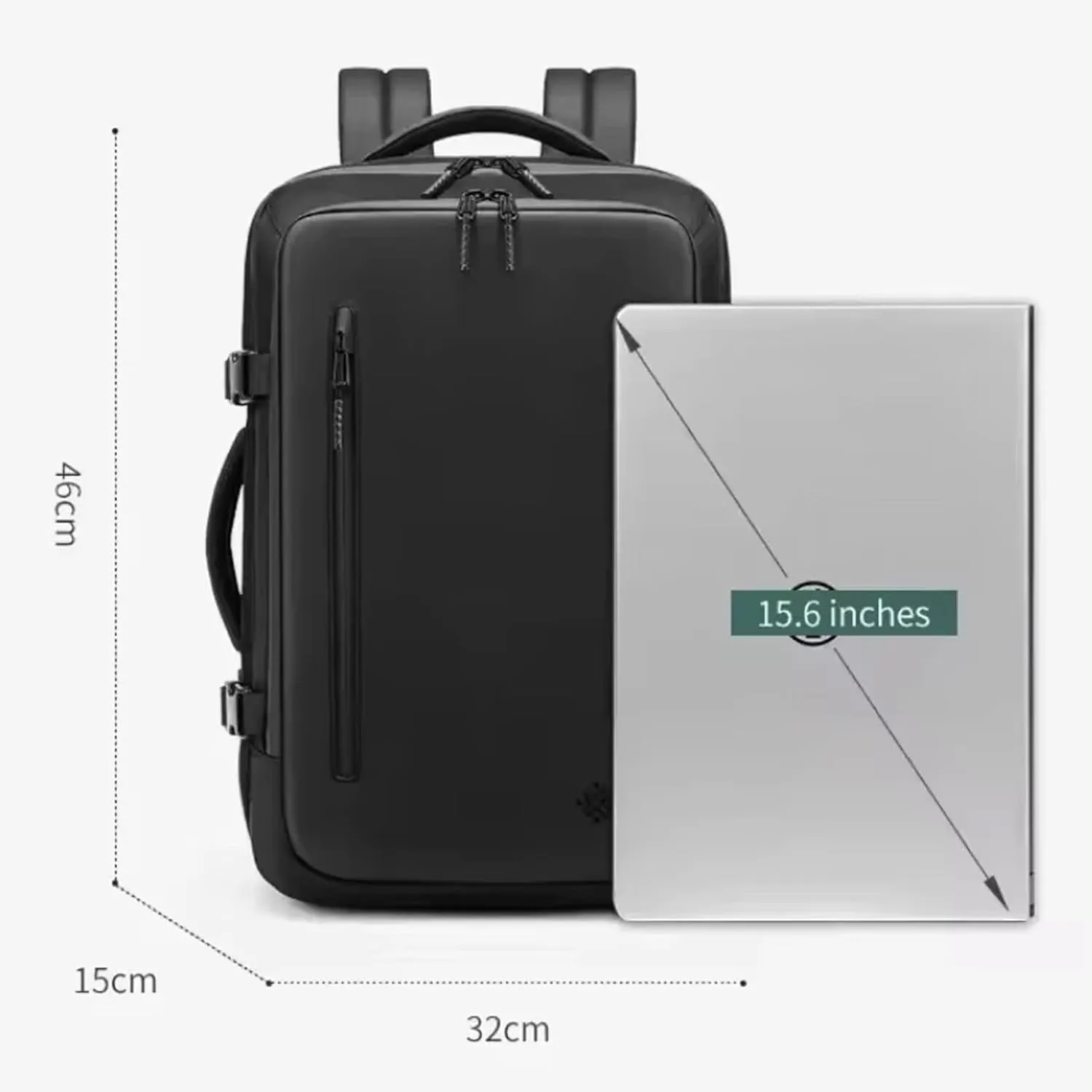 Airback Backpack with Pump 60L Expandable Vacuum Seal Compression Travel Backpacks Water Resistant 17 inch School Laptop Backpack for Airplane(Black, With Air Pump)