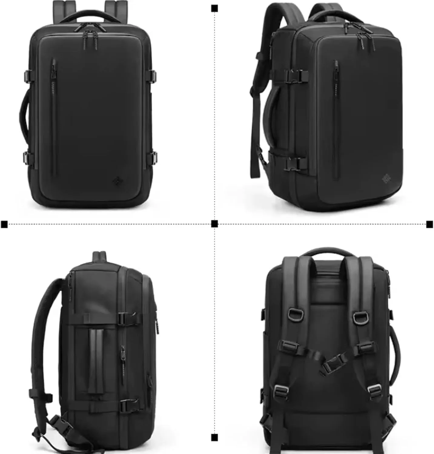 Airback Backpack with Pump 60L Expandable Vacuum Seal Compression Travel Backpacks Water Resistant 17 inch School Laptop Backpack for Airplane(Black, With Air Pump)