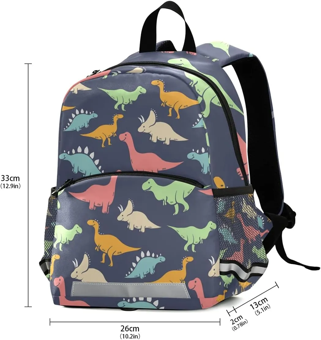 ALAZA Cute Dinosaur Toddler Backpack for Boys Girls,Colorful Dinosaur Pattern Kid's Backpack,Kindergarten Children Bag Preschool Nursery Travel Bag Daycare Bag with Safety Leash