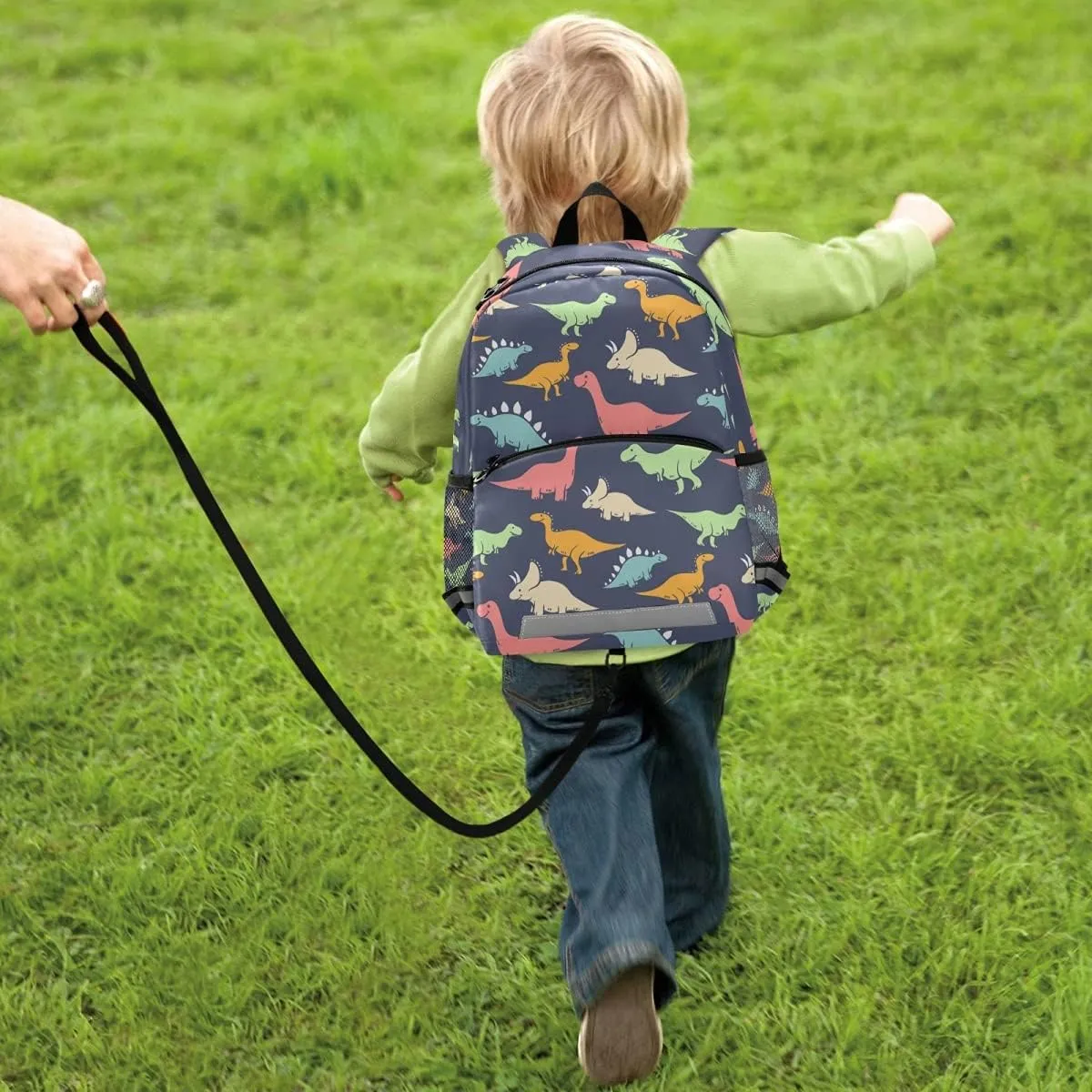 ALAZA Cute Dinosaur Toddler Backpack for Boys Girls,Colorful Dinosaur Pattern Kid's Backpack,Kindergarten Children Bag Preschool Nursery Travel Bag Daycare Bag with Safety Leash