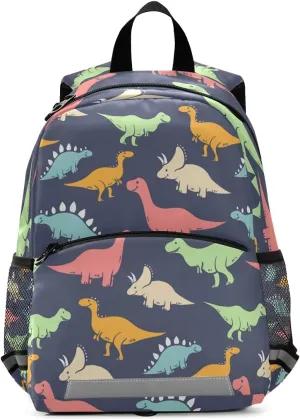 ALAZA Cute Dinosaur Toddler Backpack for Boys Girls,Colorful Dinosaur Pattern Kid's Backpack,Kindergarten Children Bag Preschool Nursery Travel Bag Daycare Bag with Safety Leash