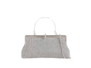All Night Long Glamorous Sparkly Clutch Bag With Handle - Silver