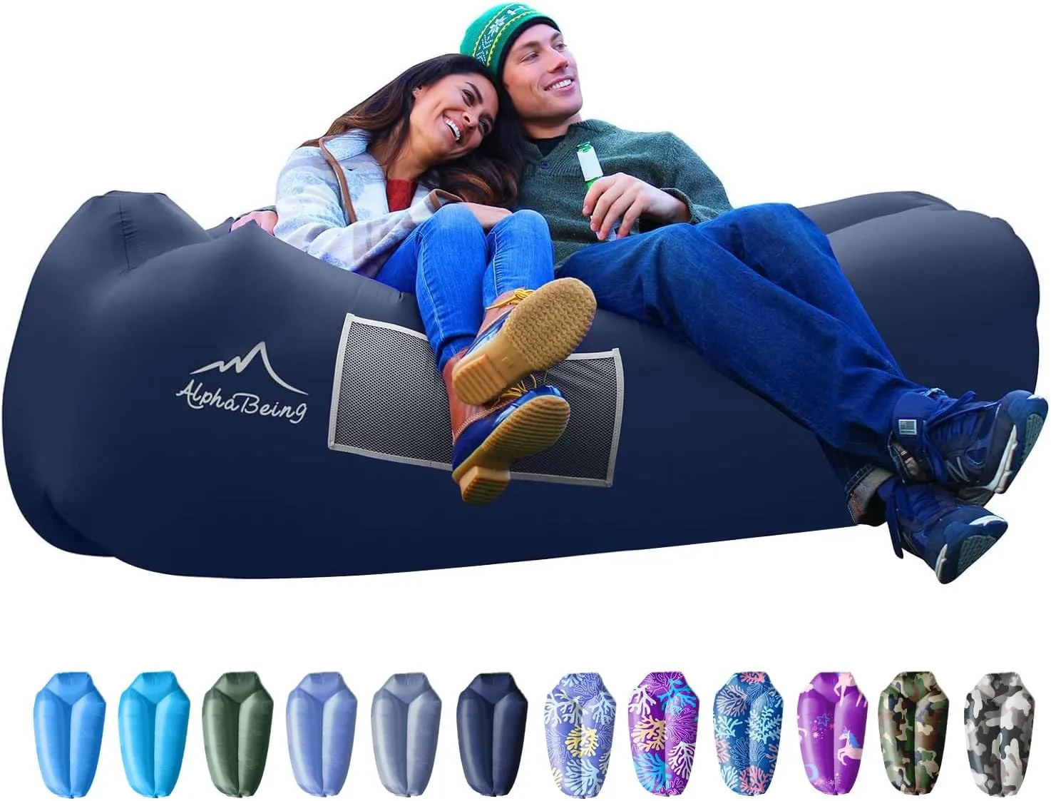 AlphaBeing Inflatable Lounger Beach Chair Accessories, Air Sofa Hammock Inflatable Couch for Camping Backyard Lakeside with Compression Sacks, Ideal Outdoor Gifts for Adults