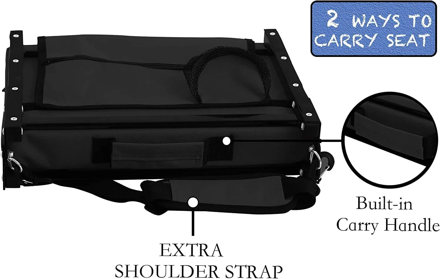Amazing for less Stadium Seat for Bleachers with Padded Cushion Foldable Stadium Seat Chairs with Back Support, Shoulder Strap, Built-in Cup Holder (Black, 2-Chairs)