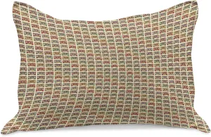 Ambesonne Retro Knitted Quilt Pillowcover, Old Audio Cassettes Vintage Elements Listening to Music Theme Recording Technology, Standard King Size Pillow Cover for Bedroom, 36" x 20", Multicolor