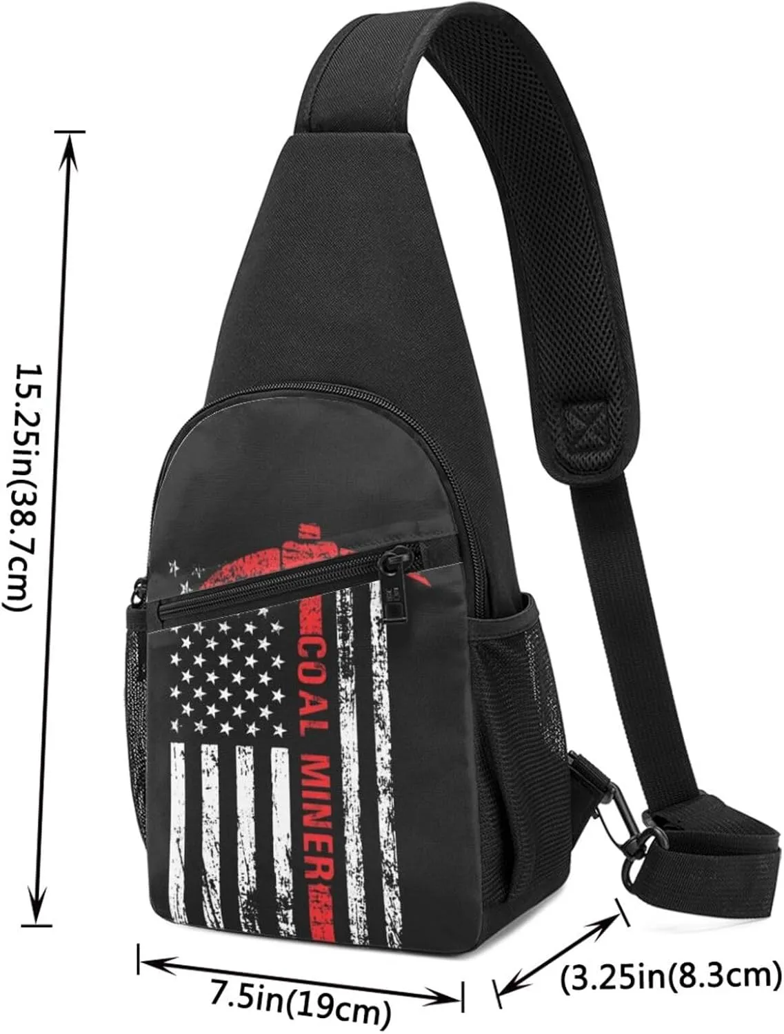 American Flag Coal Miner Unisex Chest Bag Lightweight Crossbody Shoulder Bag Travel Pocket