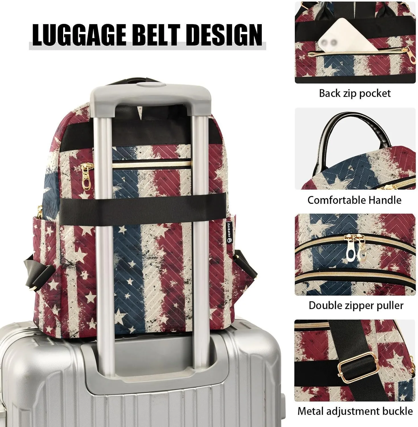 American Flag Mini Backpack Purse for Women Retro Stripes Stars Fashion Daypack Casual Travel Work Bag Ladies Shoulder Purse