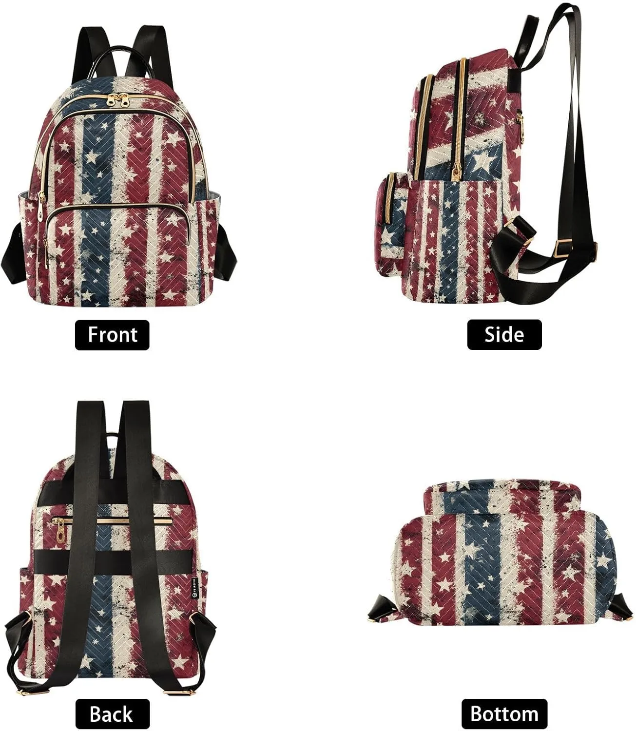 American Flag Mini Backpack Purse for Women Retro Stripes Stars Fashion Daypack Casual Travel Work Bag Ladies Shoulder Purse