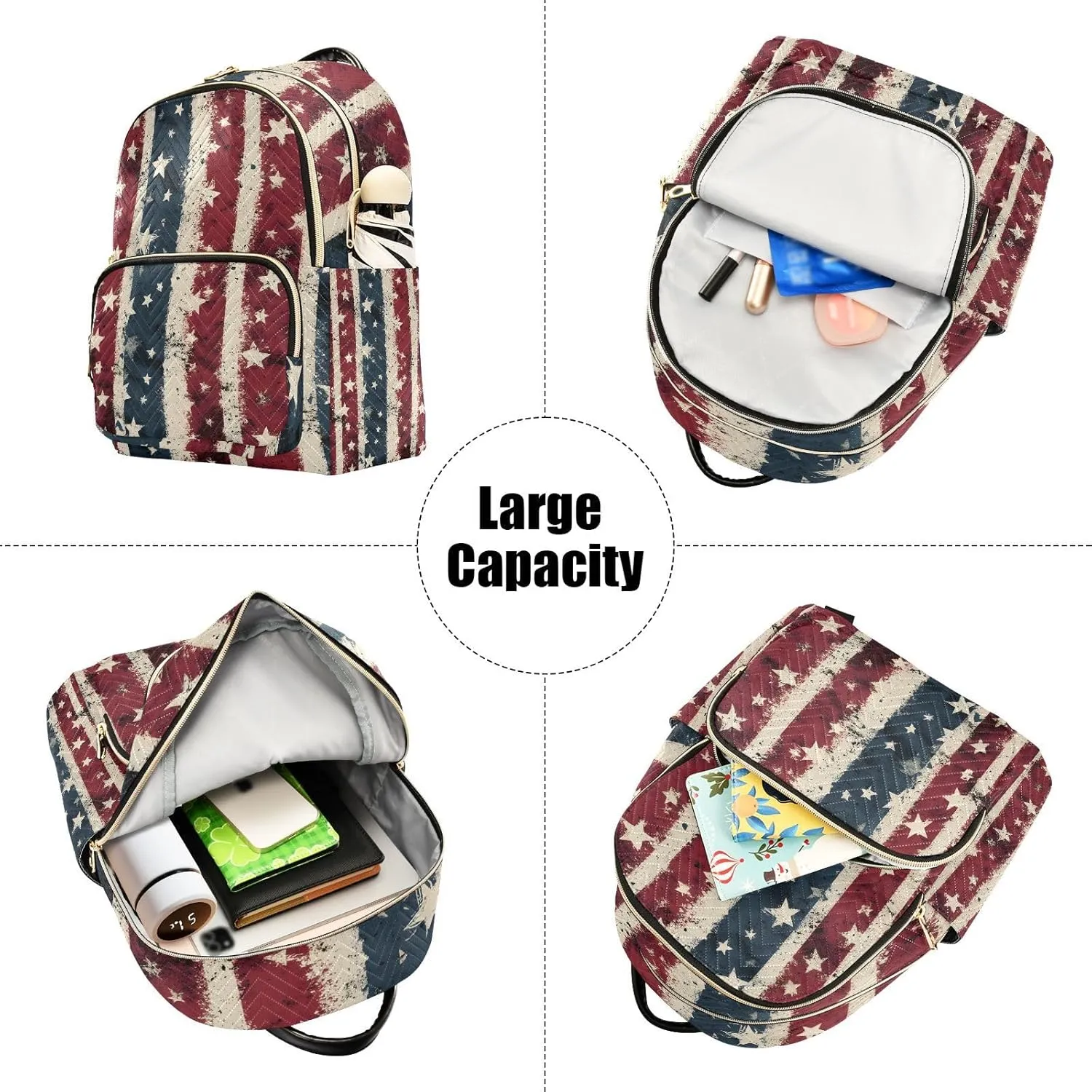 American Flag Mini Backpack Purse for Women Retro Stripes Stars Fashion Daypack Casual Travel Work Bag Ladies Shoulder Purse
