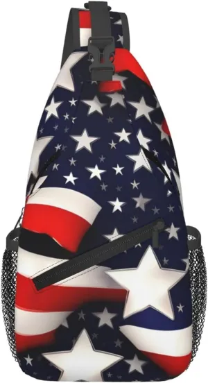 American Flag Stars Stripes print Cross bag, chest crossbody bag, men's cross chest bag, adjustable outdoor travel bag