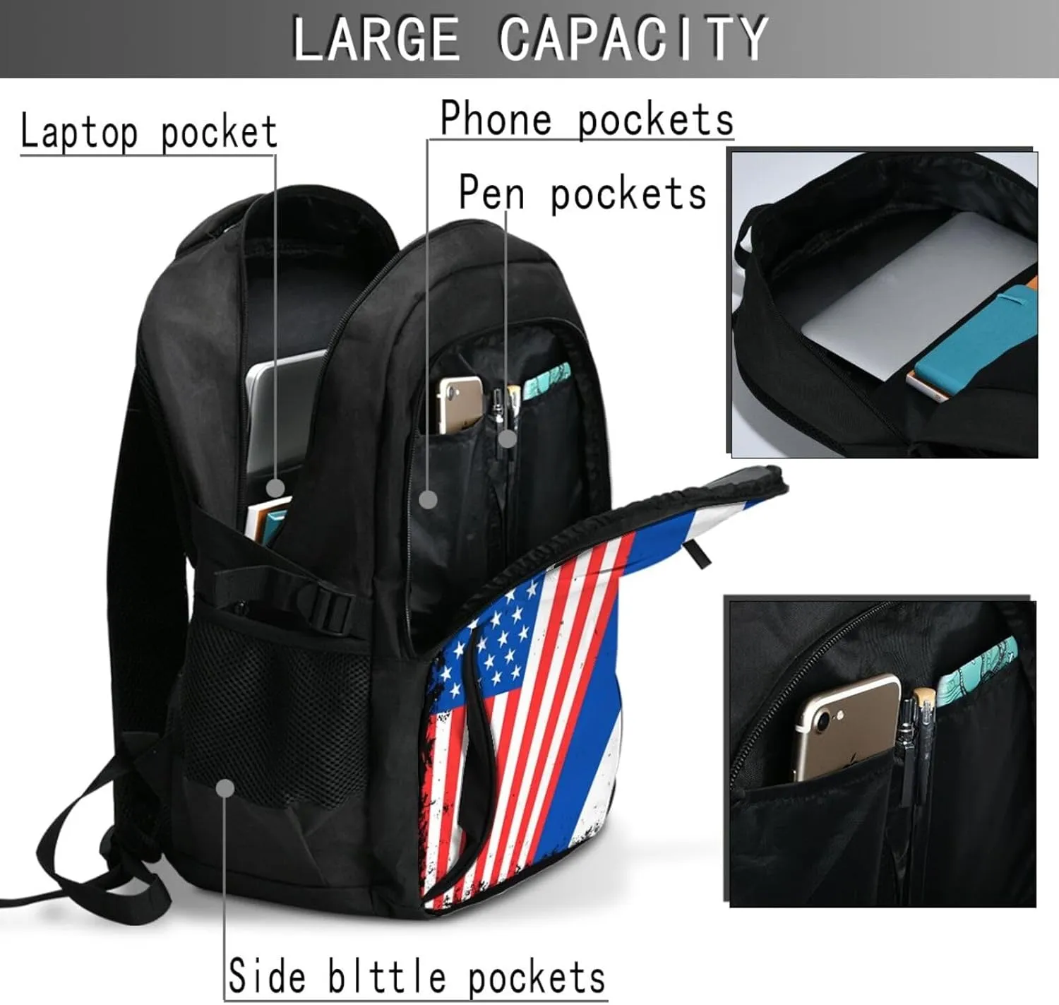 American Salvadorian Flag Salvadoreños Roots Business Laptop Backpack Travel Backpacks Outdoor Rucksack Large Bag Daypack with USB Charging Port Multi-Pocket for Hiking Camping