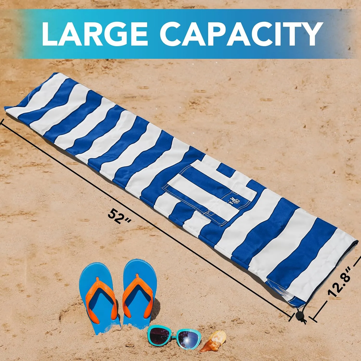 AMMSUN Commercial Grade Heavy Duty Beach Umbrella Carry Bag for storage of Beach & Patio Umbrellas,Universal Foldable Umbrella Bag, Fits Most Outdoor Umbrellas, Blue Stripe