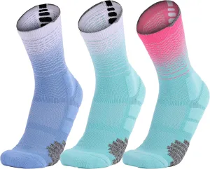 AnsrJ Basketball socks for Men or Women,Elite Athletic Cushion Crew Socks with Arch Compression 3-Pack