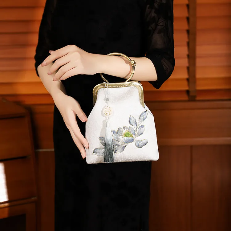 Antiquity Cheongsam Embroidery Gold Mouth Hand Handbags