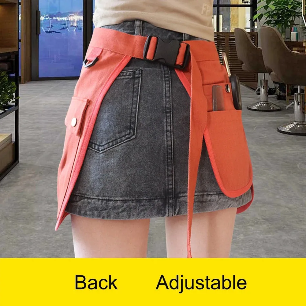 ANYHOUZ Gardening Apron Black Half Waist Canvas Multi Pocket Adjustable Industrial Tools Overalls For Men and Women