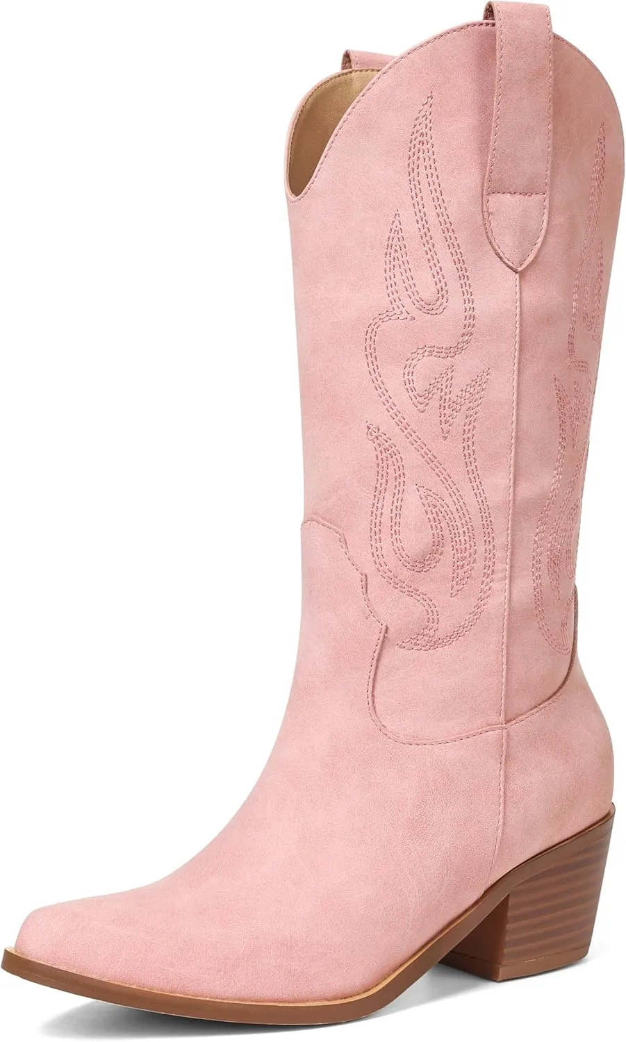 AOSPHIRAYLIAN Cowboy Boots for Women Retro Pointed Toe Pull On Block Chunky Heel Glitter Sparkly Metallic Embroidecamel Country Concert Outfits Calf Western Cowgirl Boots