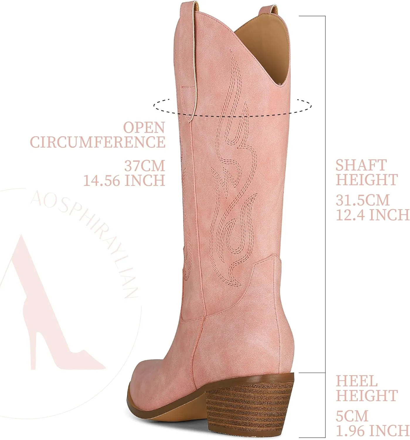 AOSPHIRAYLIAN Cowboy Boots for Women Retro Pointed Toe Pull On Block Chunky Heel Glitter Sparkly Metallic Embroidecamel Country Concert Outfits Calf Western Cowgirl Boots
