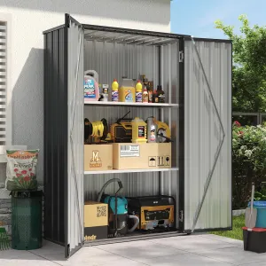 Aoxun 32 Cu.Ft Outdoor Storage Cabinet 68" H Metal Vertical Shed with 2 Adjustable Shelves Outdoor Waterproof Tall Cabinet for Garden, Garage, Porch (Black)