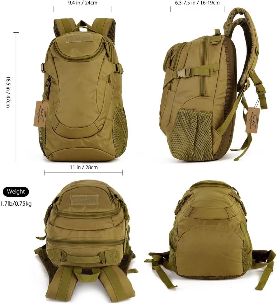 ArcEnCiel Motorcycle Backpack Tactical Military Bag for Outdoor Hiking Camping Trekking - Rain Cover Patch Included
