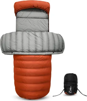 ATEPA Down Sleeping Bag, Recycled 650FP 0 Degree 40 Degree 4 Season Summer & Winter Compact Rectangle Lightweight Waterproof Wearable Sleeping Bag with Compression Sack for Camping Backpacking Hiking
