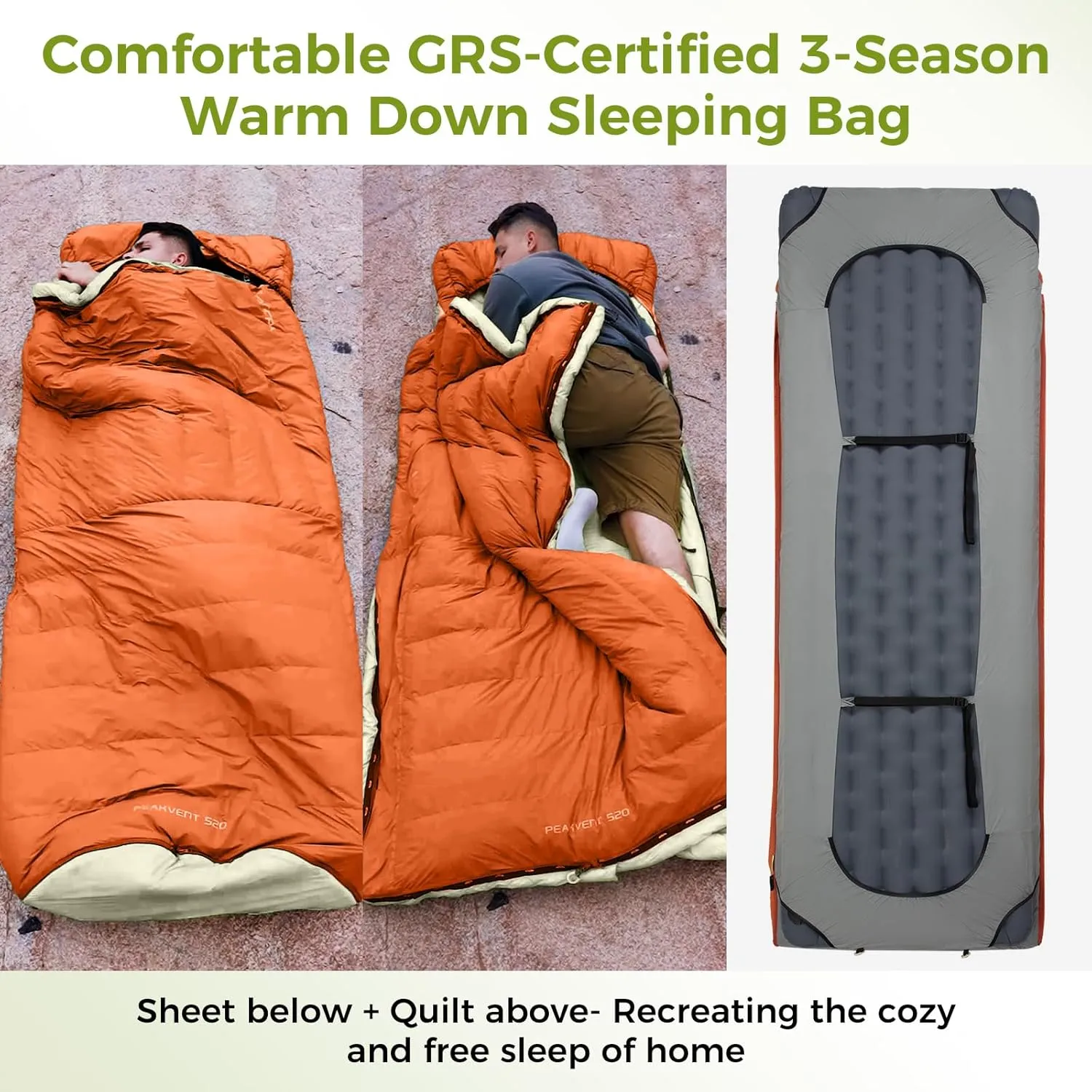 ATEPA Down Sleeping Bag, Recycled 650FP 0 Degree 40 Degree 4 Season Summer & Winter Compact Rectangle Lightweight Waterproof Wearable Sleeping Bag with Compression Sack for Camping Backpacking Hiking