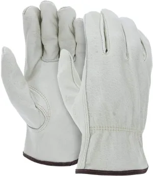 ATERET 12 Pairs Medium Heavy Duty Durable Cowhide Leather Work Gloves I Driver Gloves for Truck Driving, Warehouse, Gardening, Farming