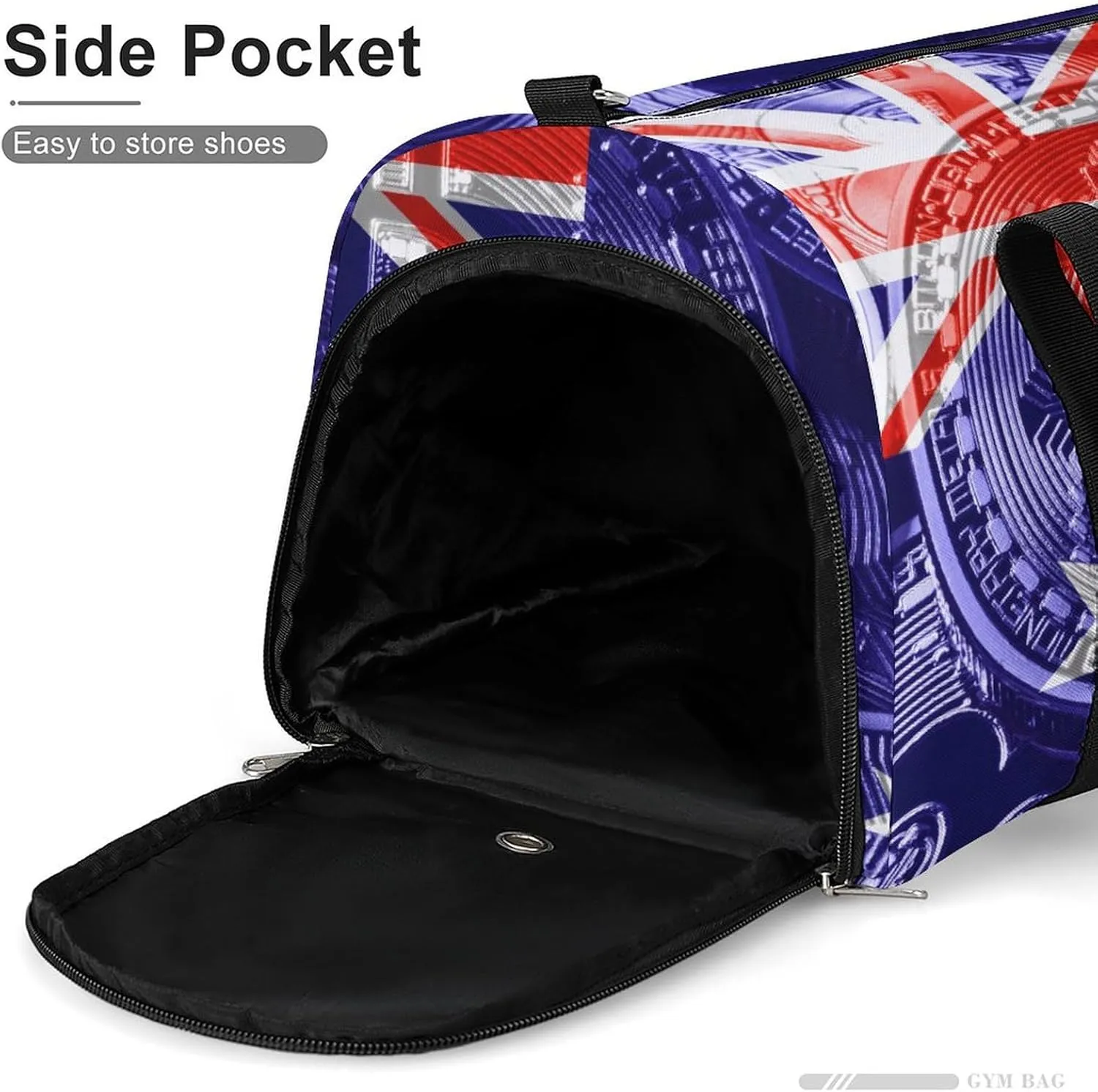 Australia Flag Bitcoin Sports Duffel Bag with Wet Pocket and Shoe Compartment for Gym