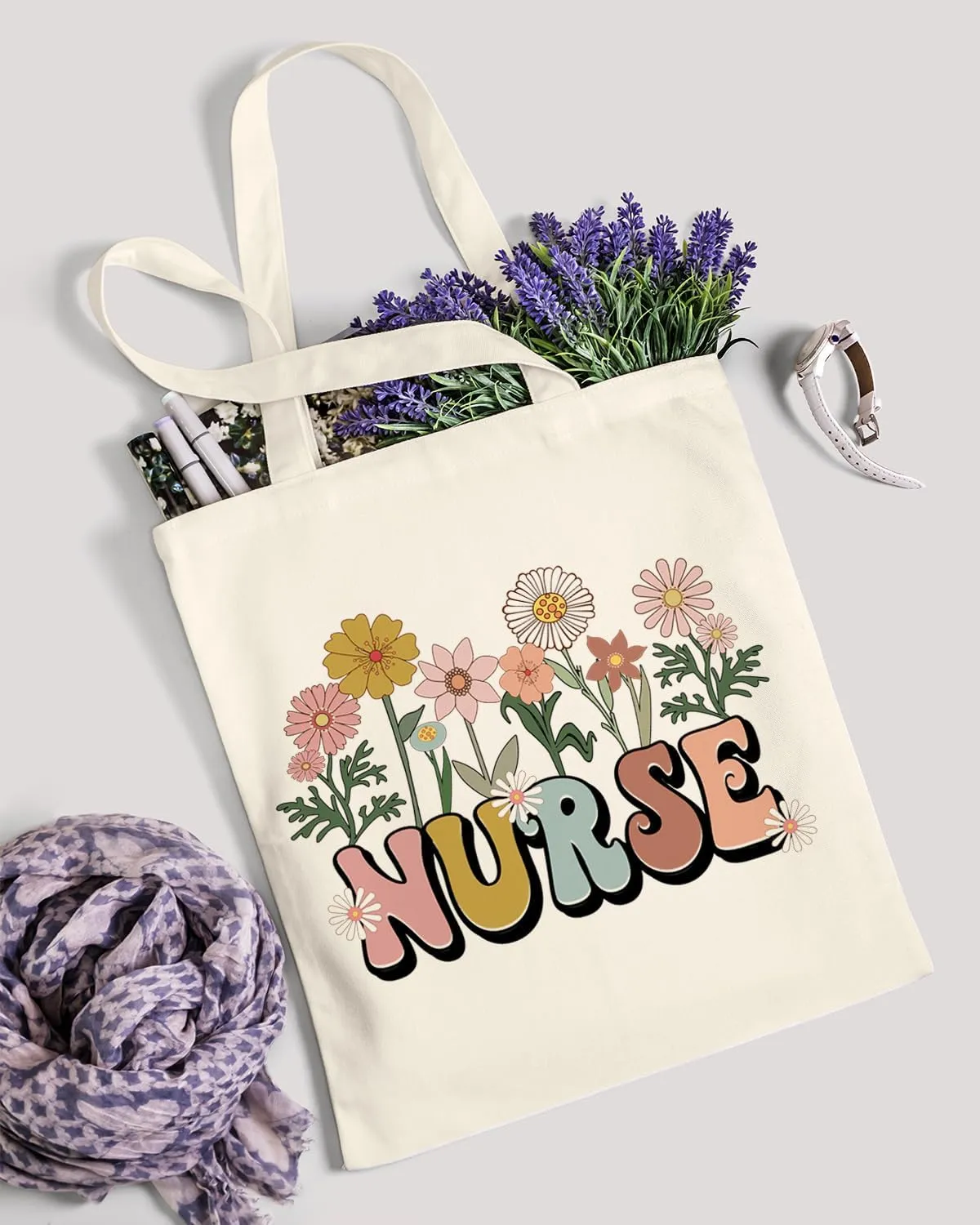 AUSVKAI Canvas Tote Bag Aesthetic Cute For Women College Grocery Bag Cotton Cloth Beach Totes Gift