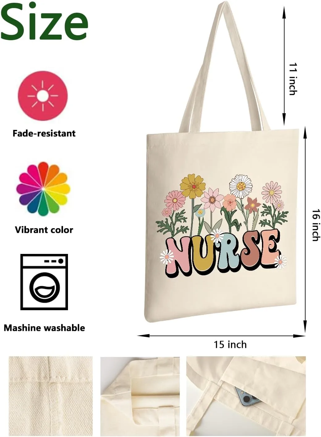 AUSVKAI Canvas Tote Bag Aesthetic Cute For Women College Grocery Bag Cotton Cloth Beach Totes Gift