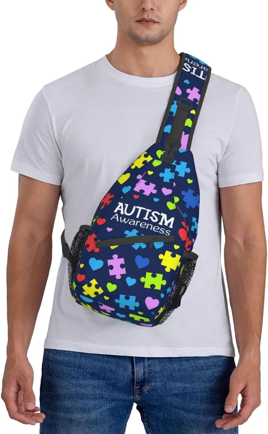 Autism Awareness Sling Bag,Multipurpose Crossbody Backpack Shoulder Chest Bag for Women Men Travel Hiking Daypack