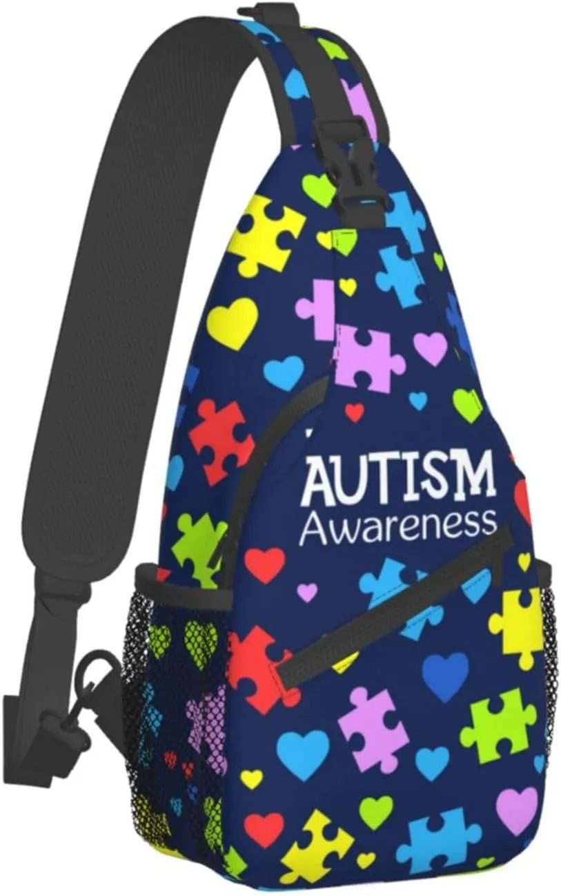 Autism Awareness Sling Bag,Multipurpose Crossbody Backpack Shoulder Chest Bag for Women Men Travel Hiking Daypack