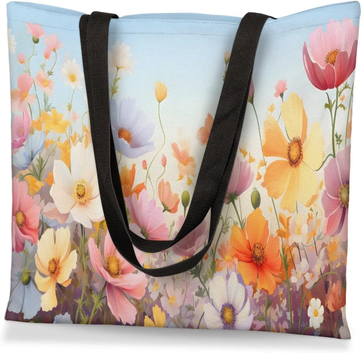 Autumn Park Trees Fall Foliages Canvas Tote Bag for Women Men Stylish Tote Handbag Shoulder Bag Reusable Grocery Bag