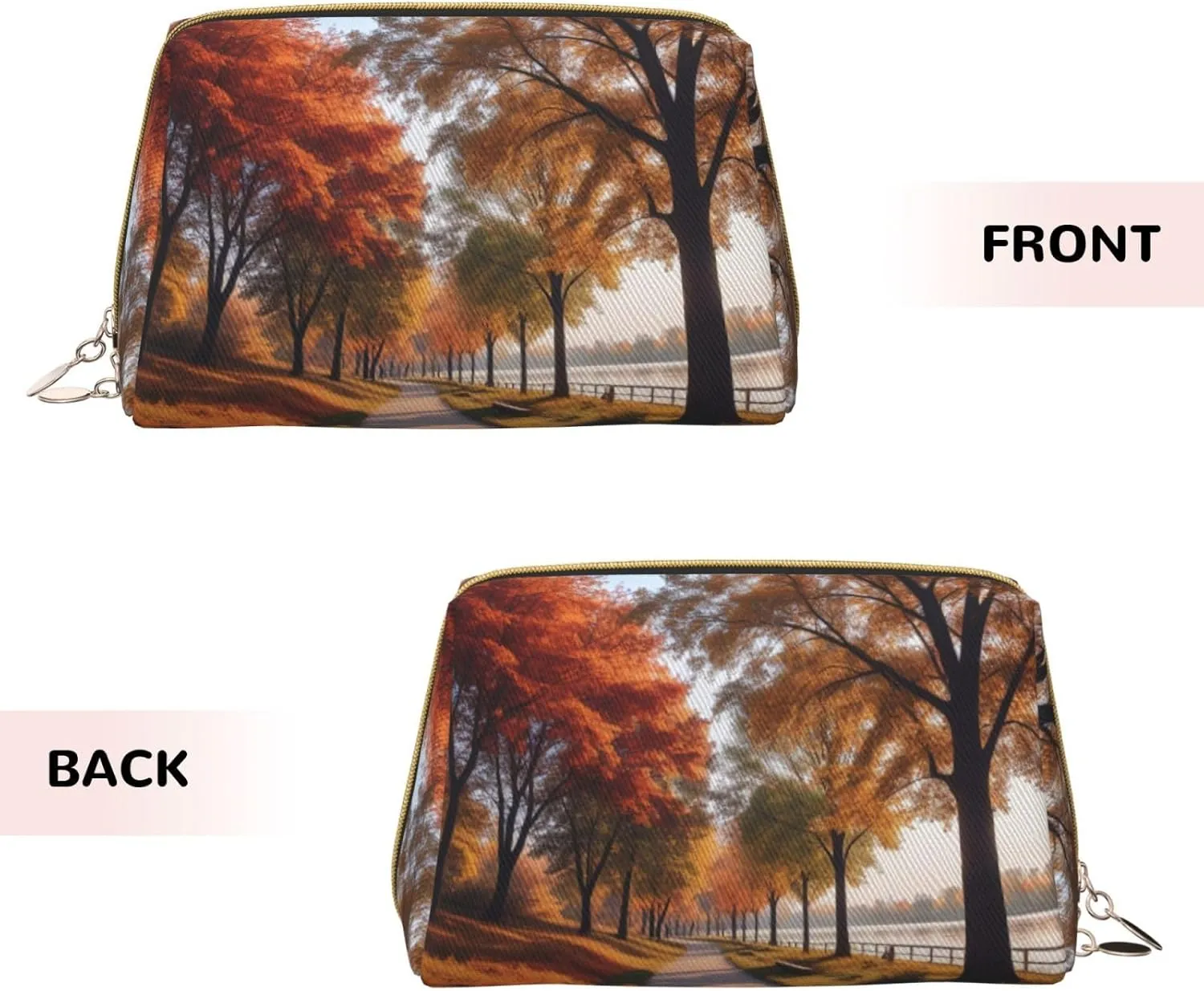 Autumn River Park Printed Small Makeup Bag,Travel Cosmetic Bag Purse with Zipper,Water-resistant Makeup Organizer Bag for Women