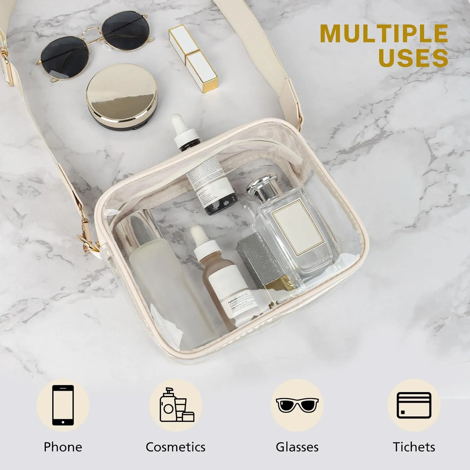 Aveniee Clear Bag Stadium Approved, Clear Purses for Women, Crossbody Bag for Concerts with Adjustable Strap