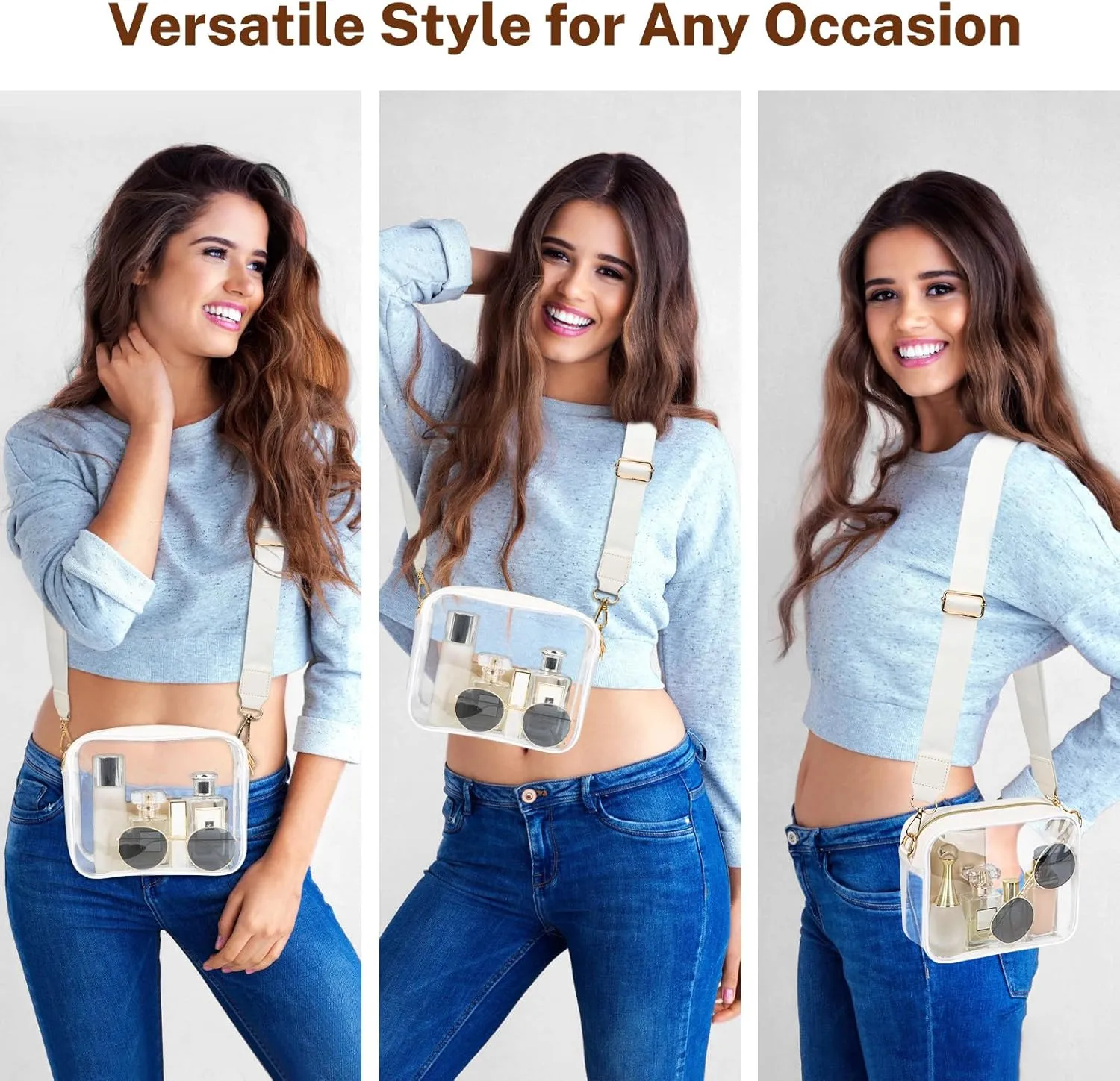 Aveniee Clear Bag Stadium Approved, Clear Purses for Women, Crossbody Bag for Concerts with Adjustable Strap