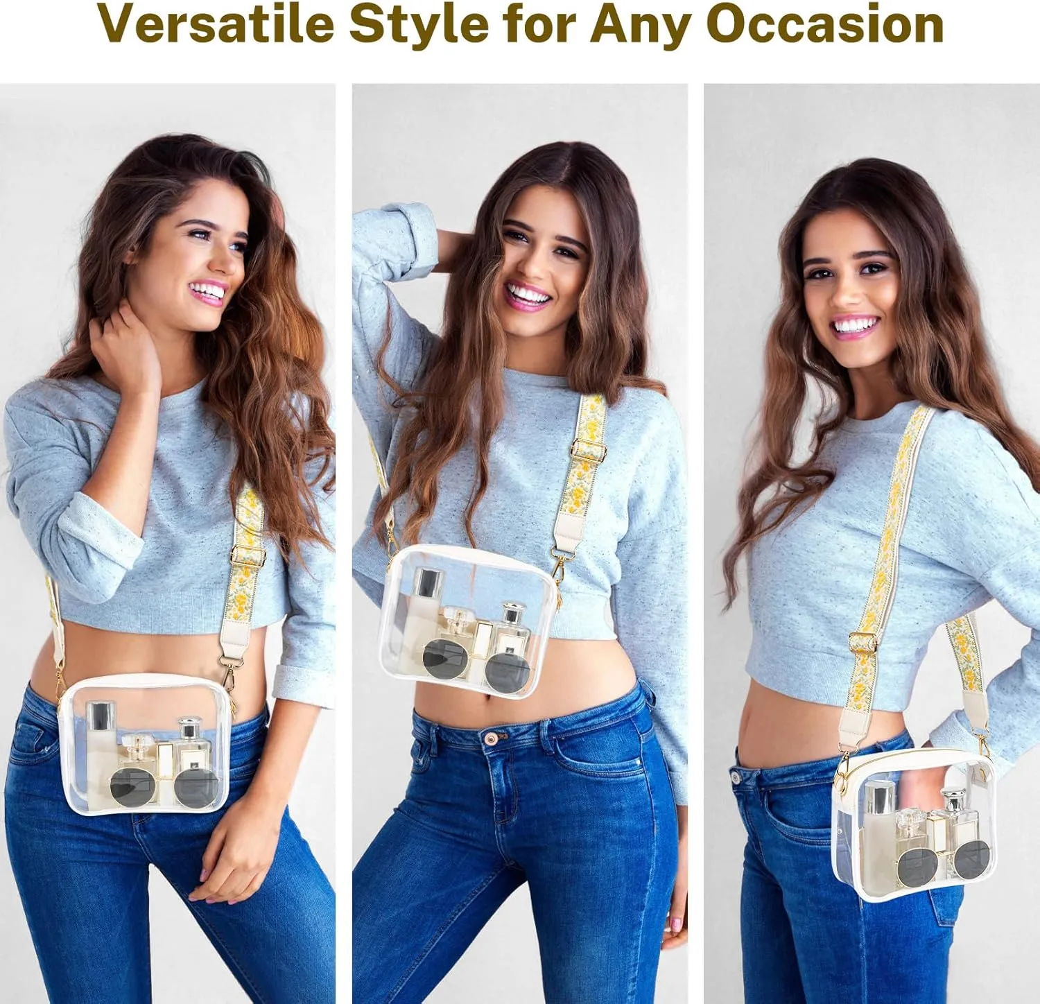 Aveniee Clear Bag Stadium Approved, Clear Purses for Women, Crossbody Bag for Concerts with Adjustable Strap