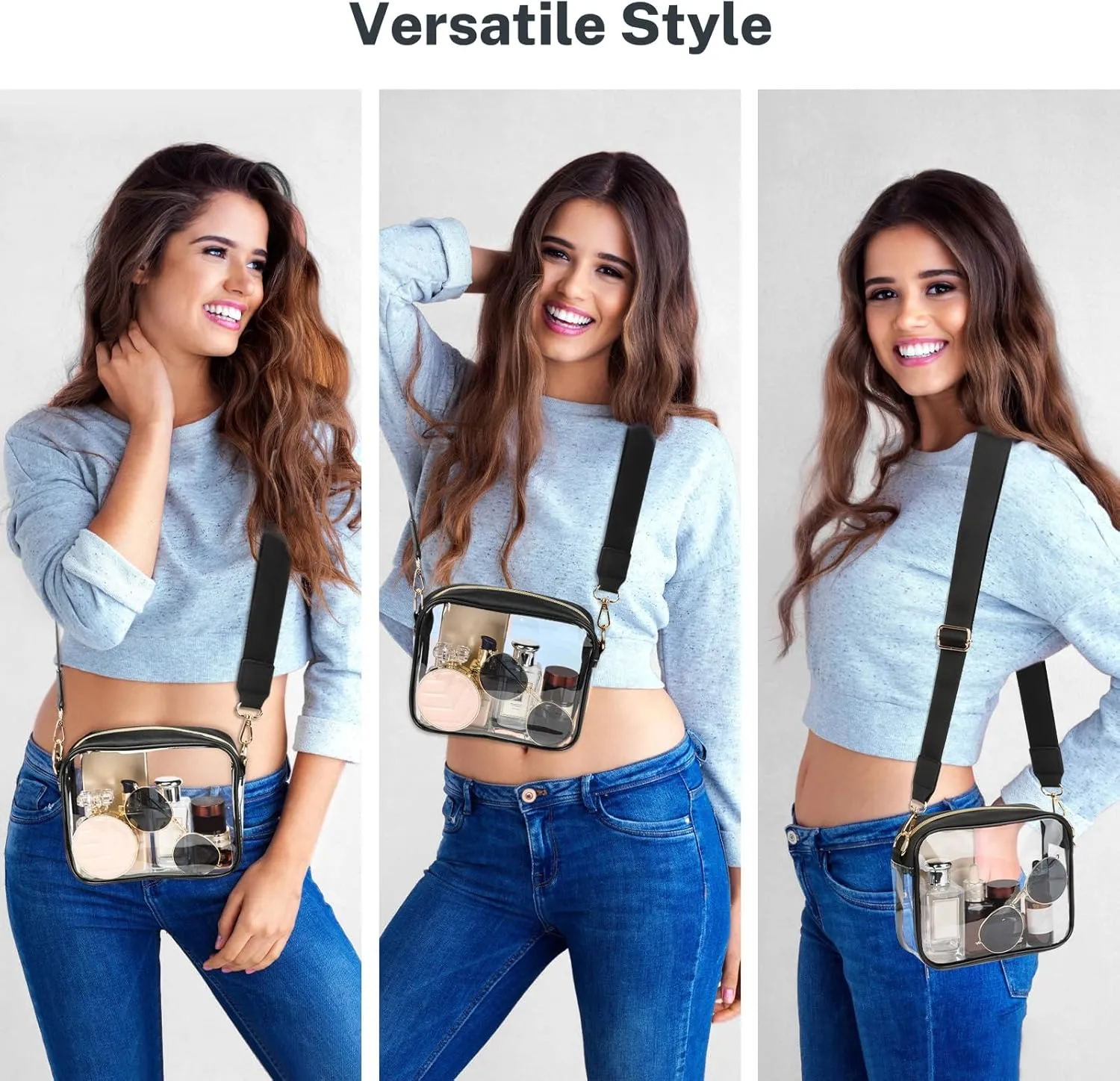 Aveniee Clear Bag Stadium Approved, Clear Purses for Women, Crossbody Bag for Concerts with Adjustable Strap