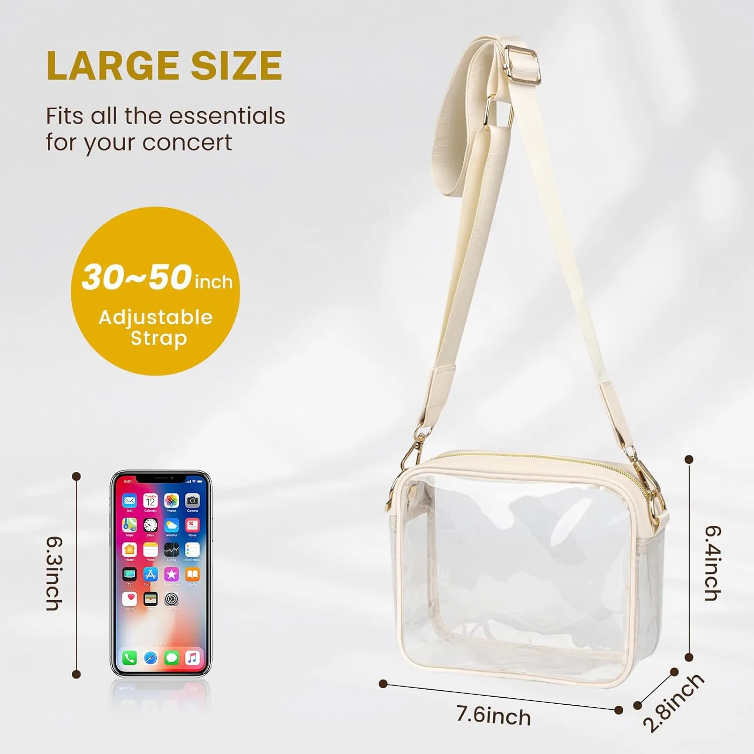 Aveniee Clear Bag Stadium Approved, Clear Purses for Women, Crossbody Bag for Concerts with Adjustable Strap