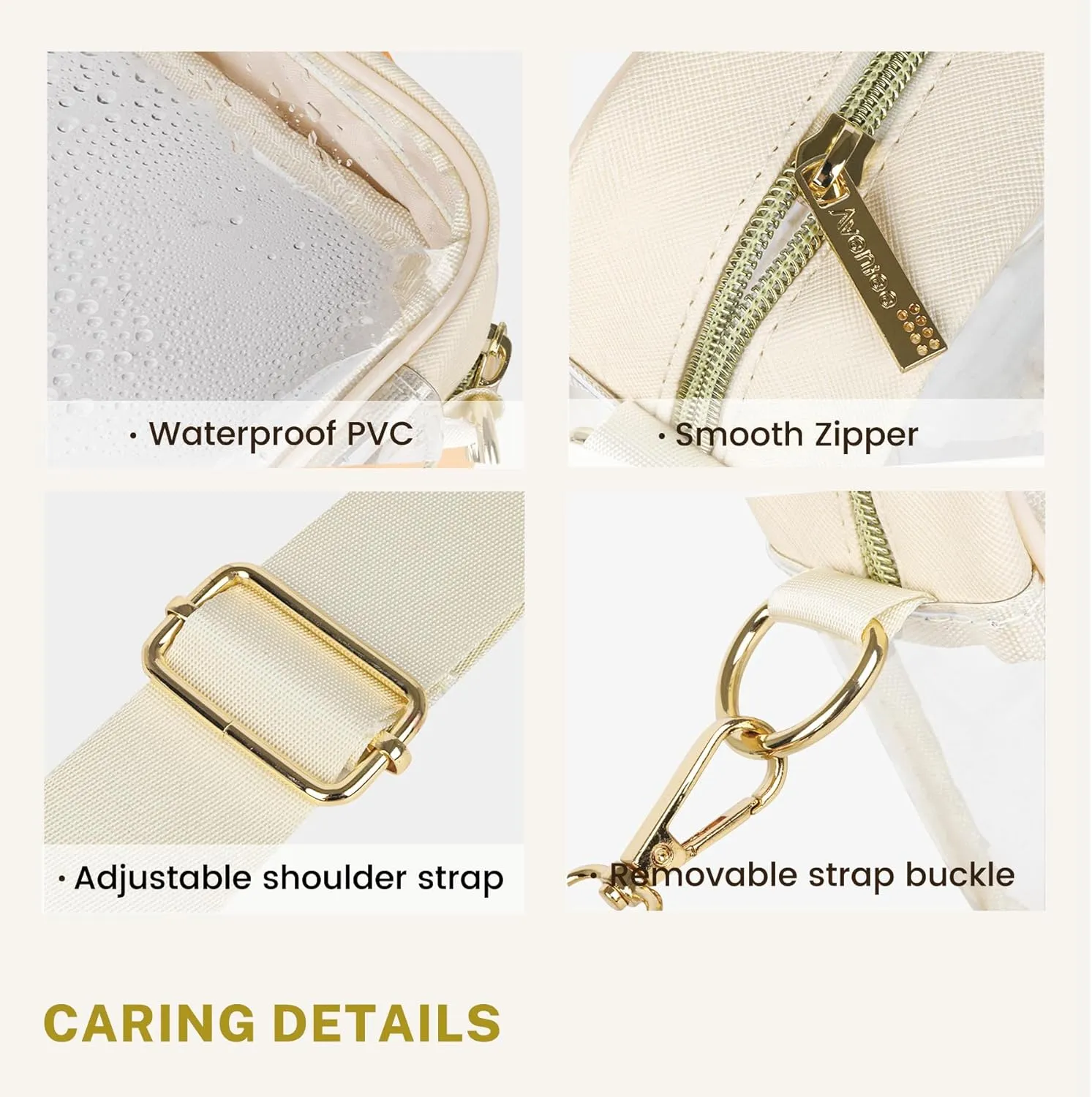 Aveniee Clear Bag Stadium Approved, Clear Purses for Women, Crossbody Bag for Concerts with Adjustable Strap