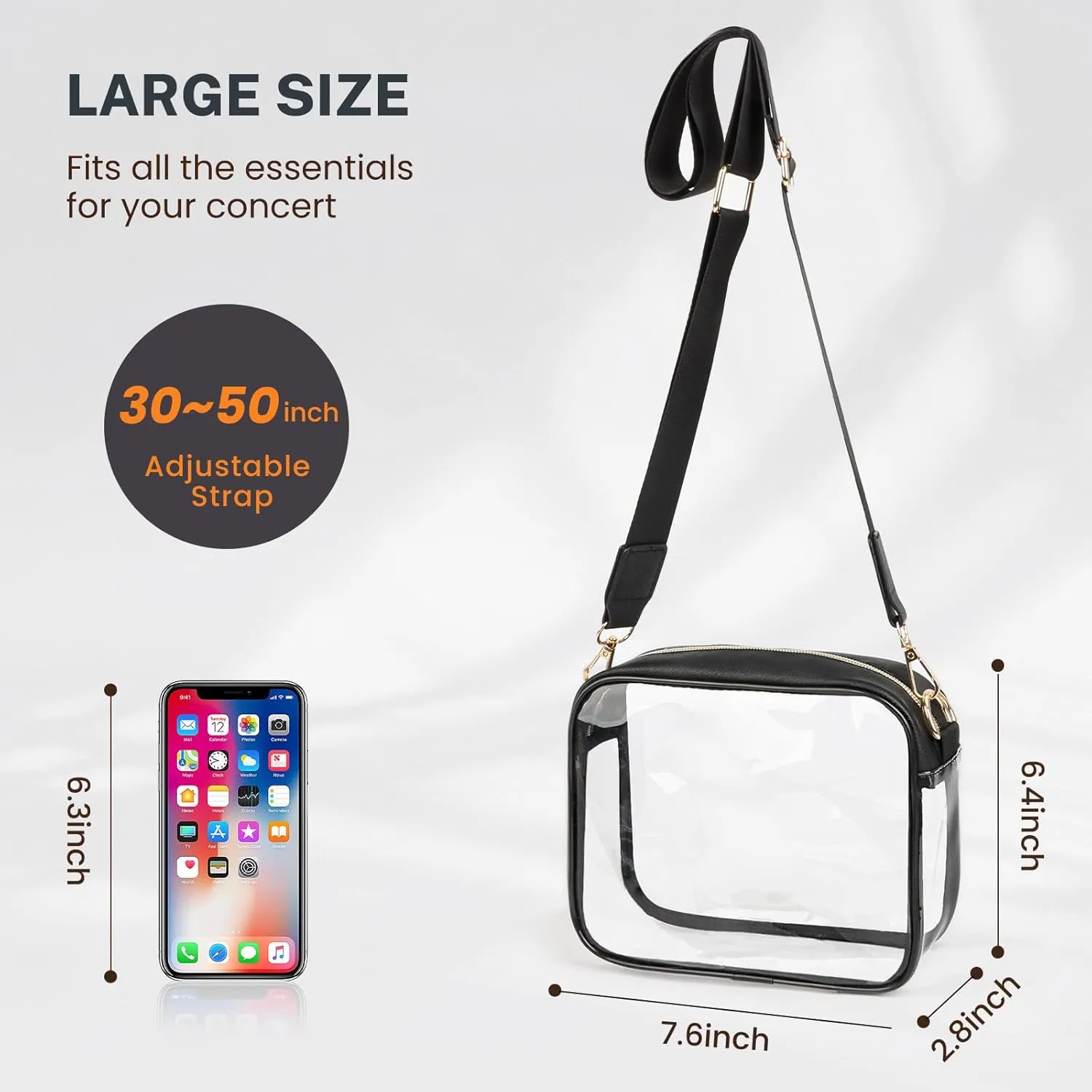 Aveniee Clear Bag Stadium Approved, Clear Purses for Women, Crossbody Bag for Concerts with Adjustable Strap