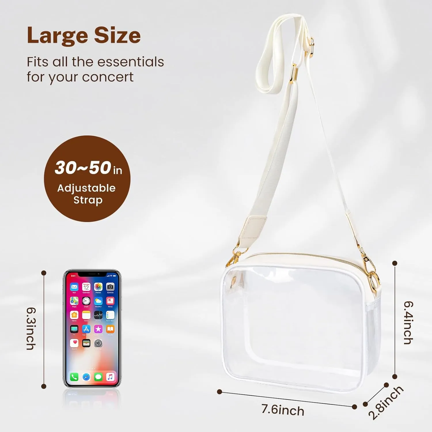 Aveniee Clear Bag Stadium Approved, Clear Purses for Women, Crossbody Bag for Concerts with Adjustable Strap
