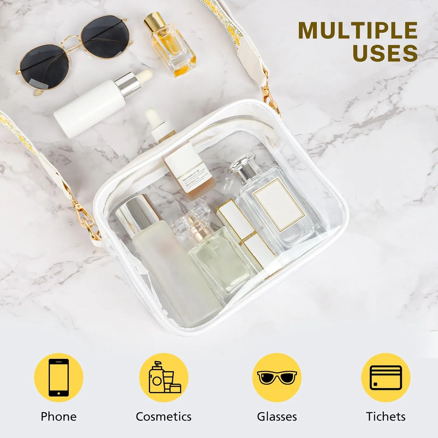 Aveniee Clear Bag Stadium Approved, Clear Purses for Women, Crossbody Bag for Concerts with Adjustable Strap