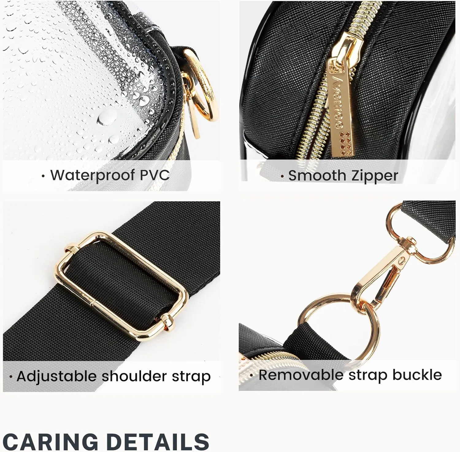 Aveniee Clear Bag Stadium Approved, Clear Purses for Women, Crossbody Bag for Concerts with Adjustable Strap