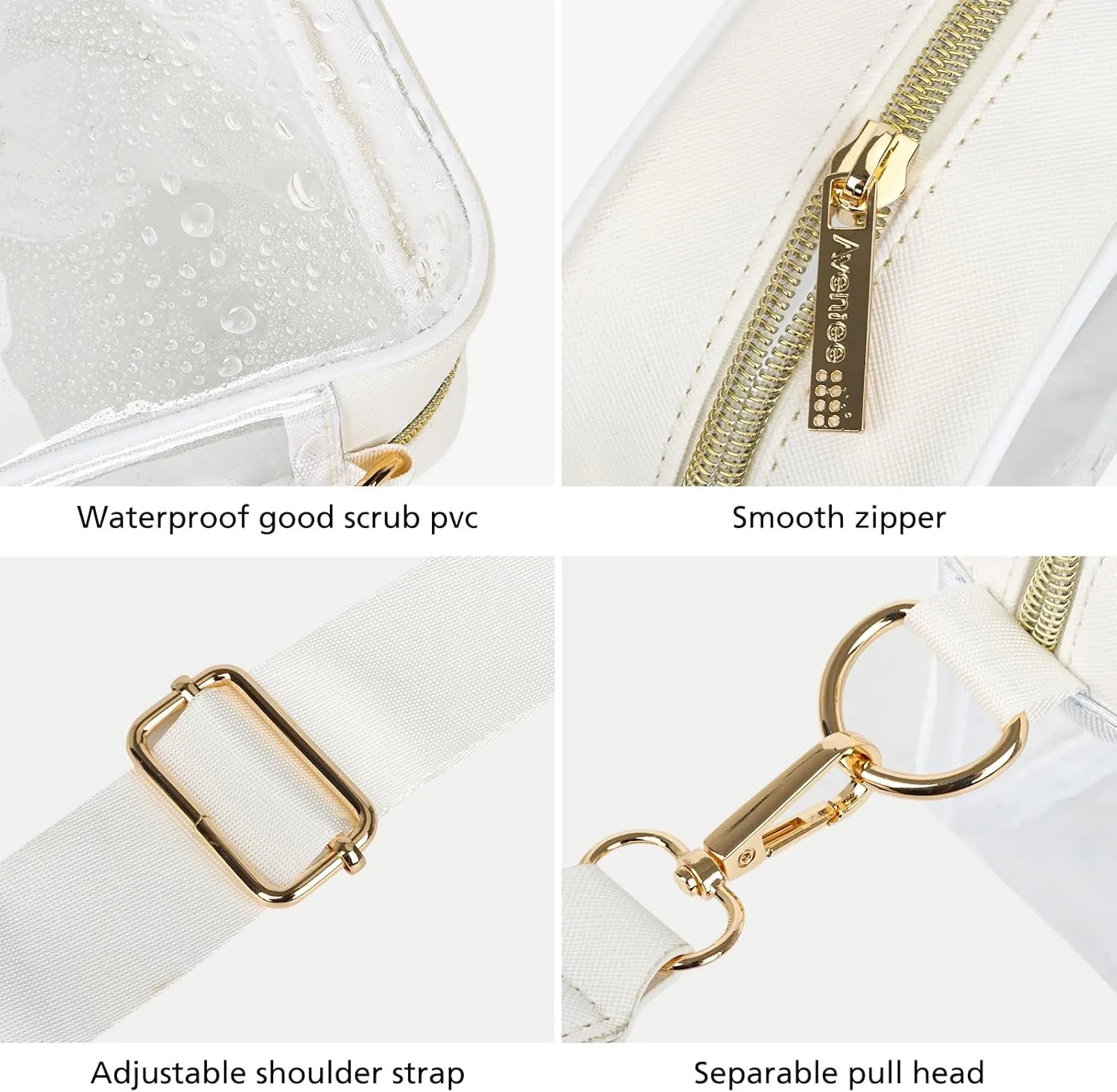 Aveniee Clear Bag Stadium Approved, Clear Purses for Women, Crossbody Bag for Concerts with Adjustable Strap
