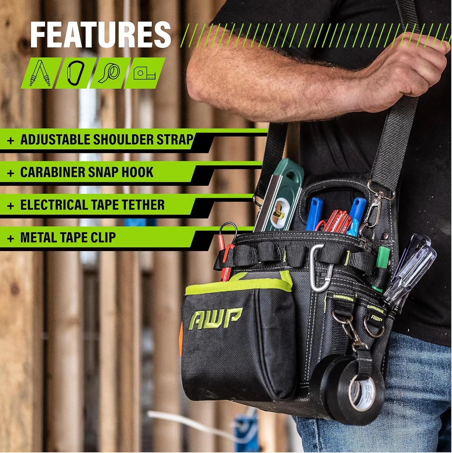 AWP Tool Pouch, Electrician Tool Pouch, Premium, Professional Multi-Pocket Organizer