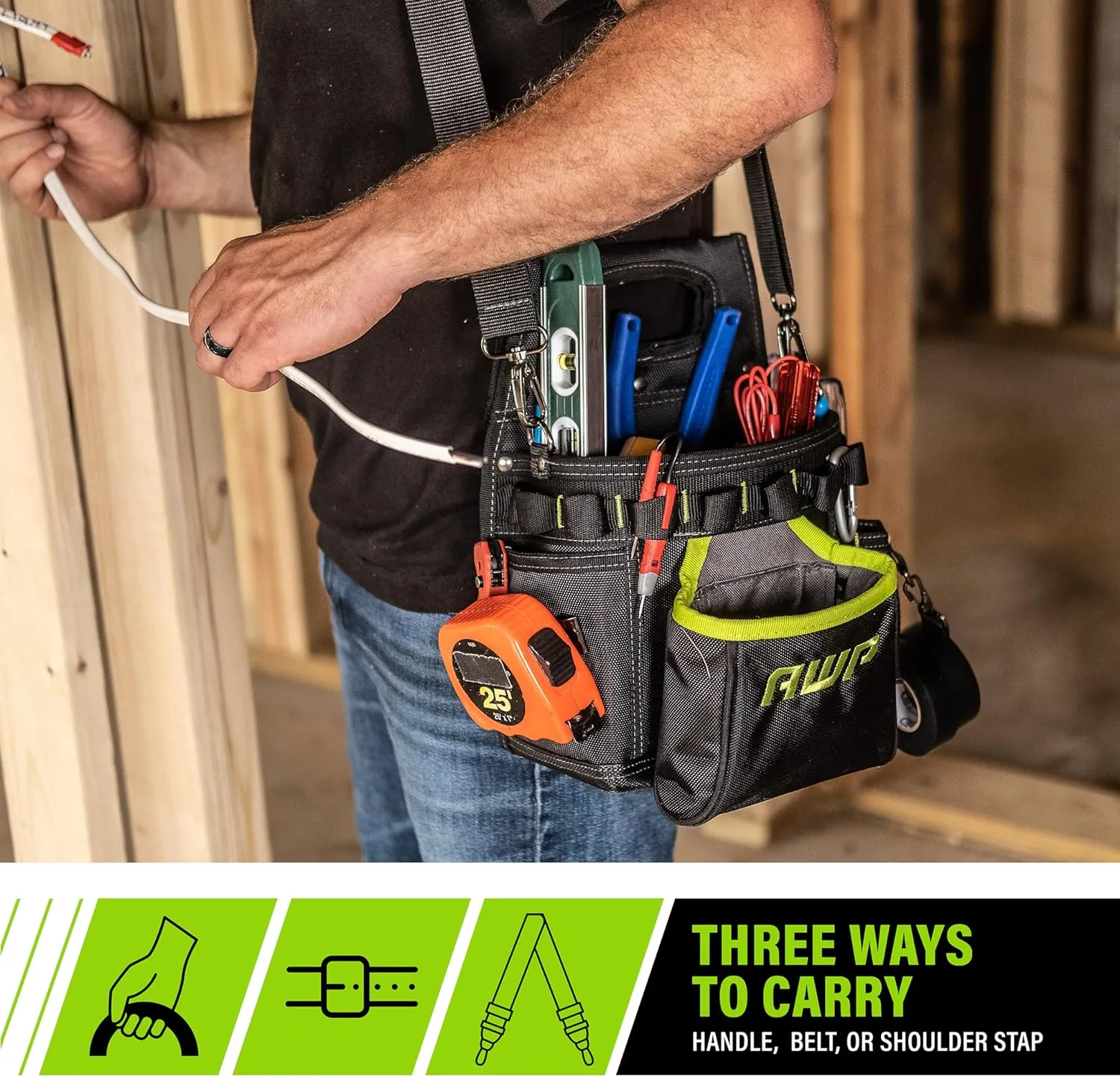 AWP Tool Pouch, Electrician Tool Pouch, Premium, Professional Multi-Pocket Organizer