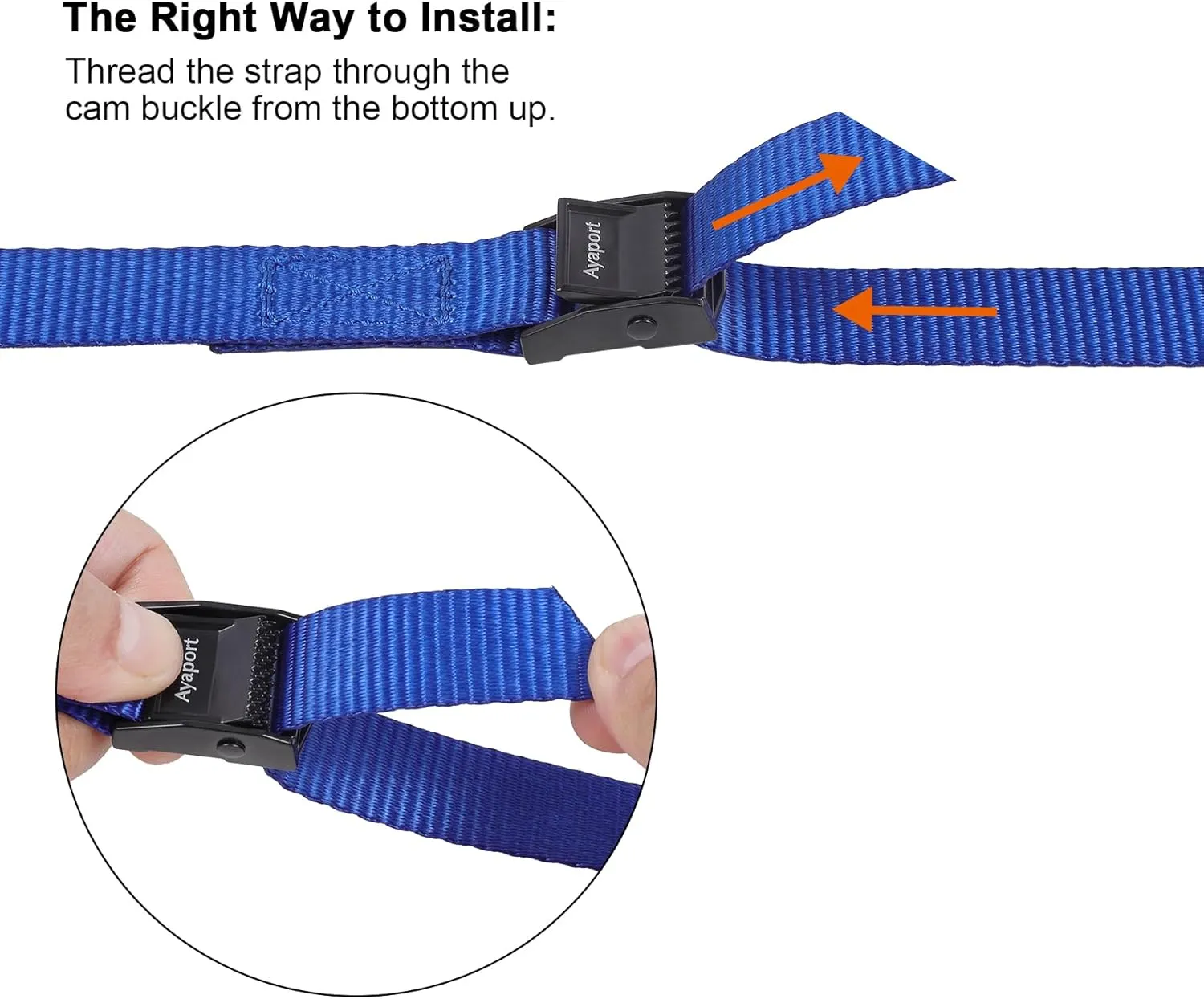 Ayaport Lashing Straps with Buckles Adjustable Cam Buckle Tie Down Cinch Strap for Packing Blue