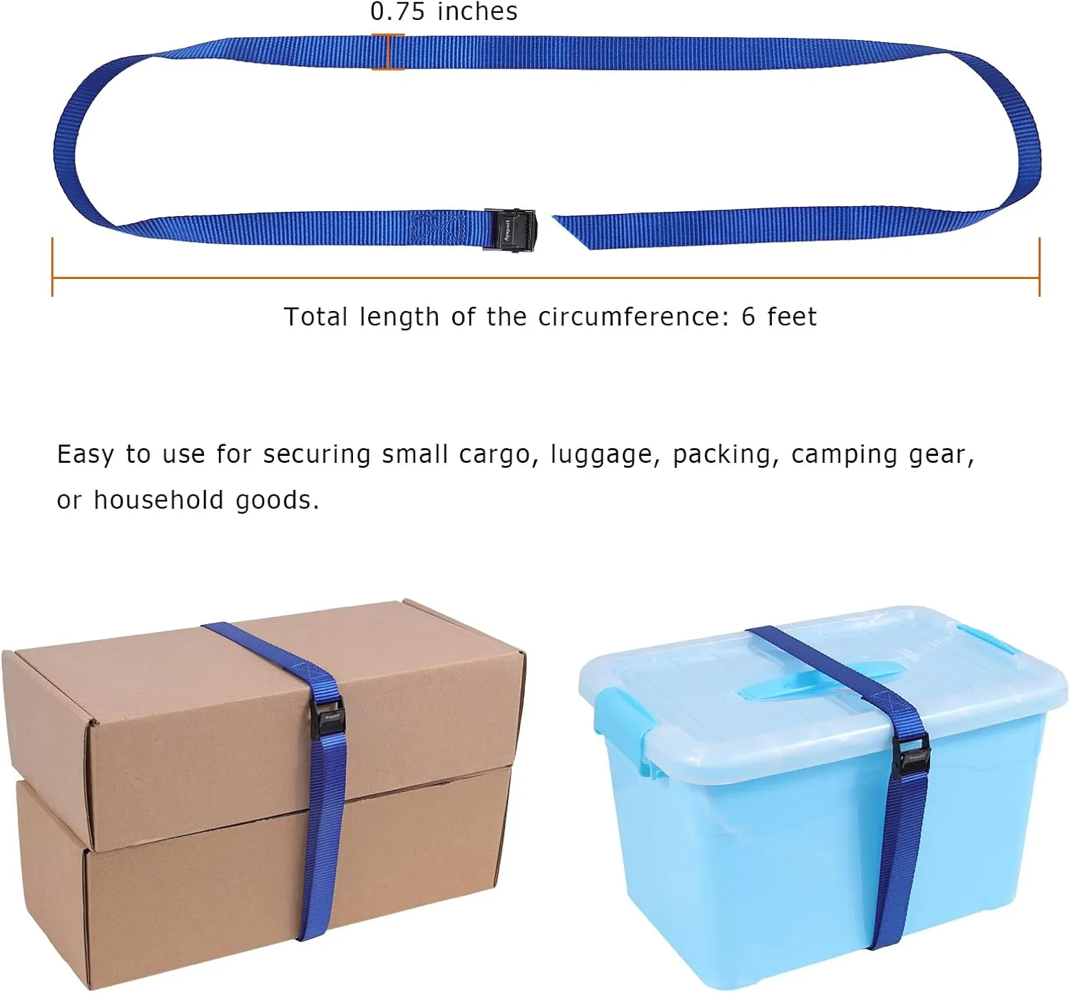Ayaport Lashing Straps with Buckles Adjustable Cam Buckle Tie Down Cinch Strap for Packing Blue