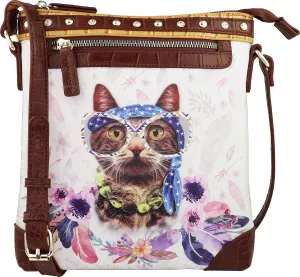 B BRENTANO Vegan Cute Animal Graphic Crossbody Bag Purse with Rhinestones