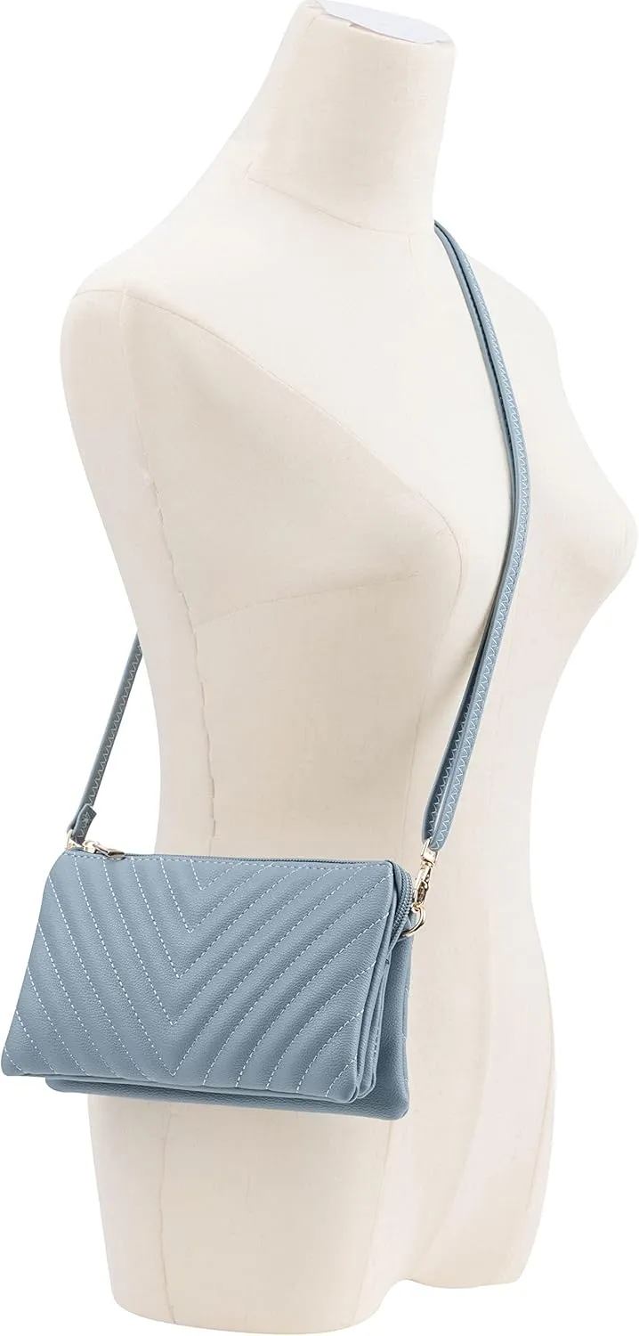 B BRENTANO Vegan Leather Multi-Pocket Crossbody Purse/Clutch with Card Slots, Removable Wristlet & Adjustable Shoulder Strap